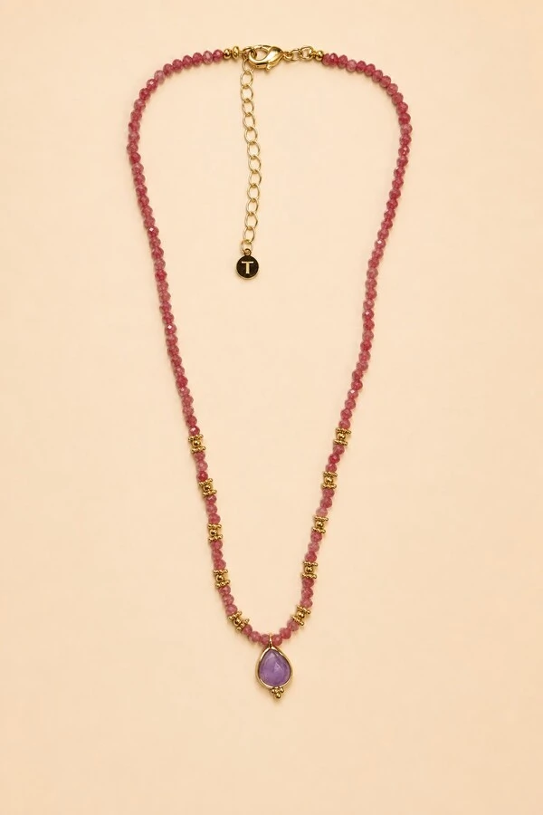Colar Prya Fiore Gota Ametista Banho Ouro 18K