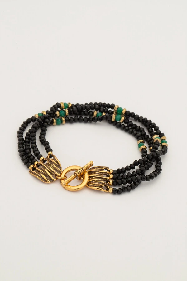 Pulseira Cristais Boho Ouro Vintage