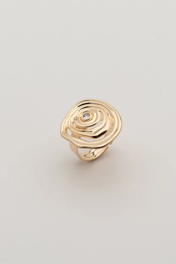 Anel Dourado Vibração Zircônia