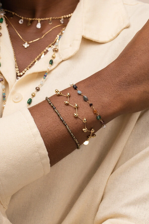 Pulseira Biarritz Mix Pedras Banho Ouro 18K