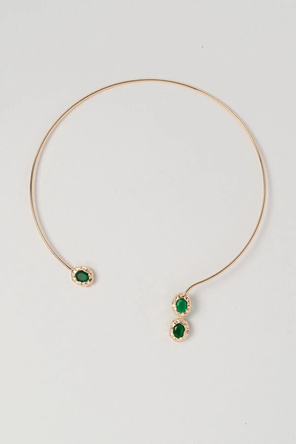 Colar Aro Dourado Amazonas Verde Esmeralda