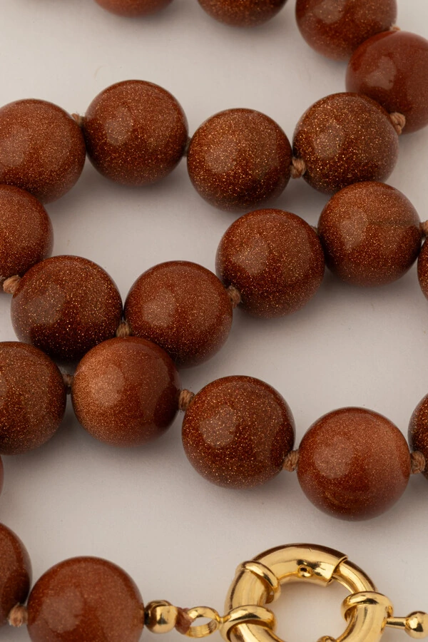 Colar Goldstone Banho Ouro 18K