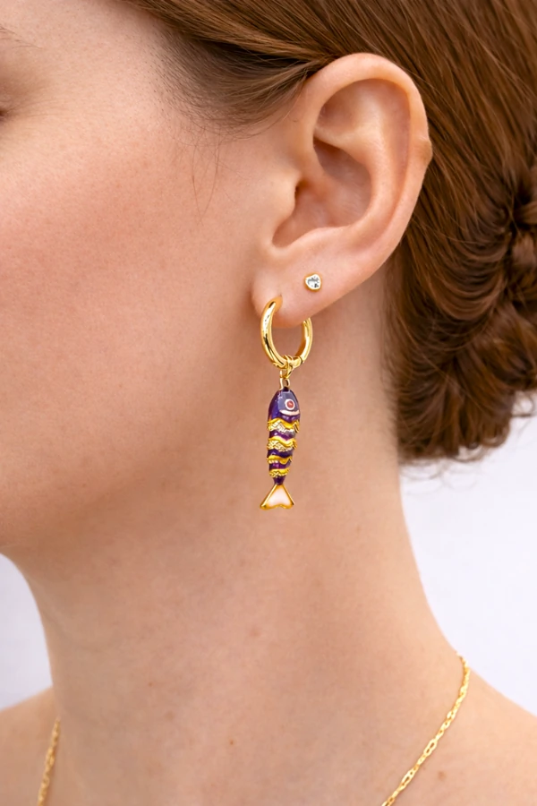 Pingente Dourado Peixinho Esmaltado