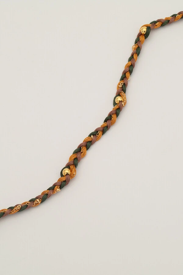 Colar Choker Trançado Boho Banho Ouro 18k
