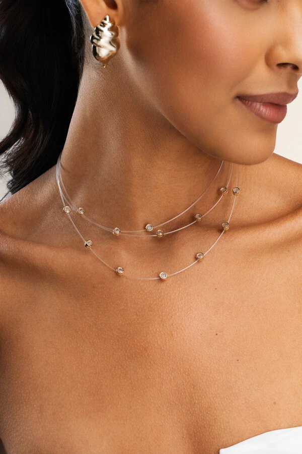 Colar Choker Nylon 5 Pontos de Luz