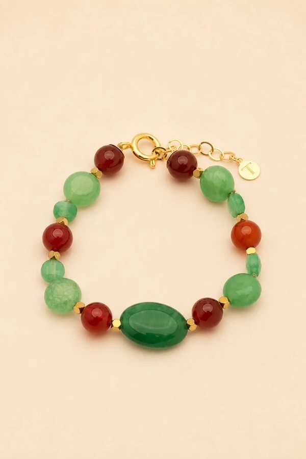 Pulseira Jardins Agatha Verde Banho Ouro 18K