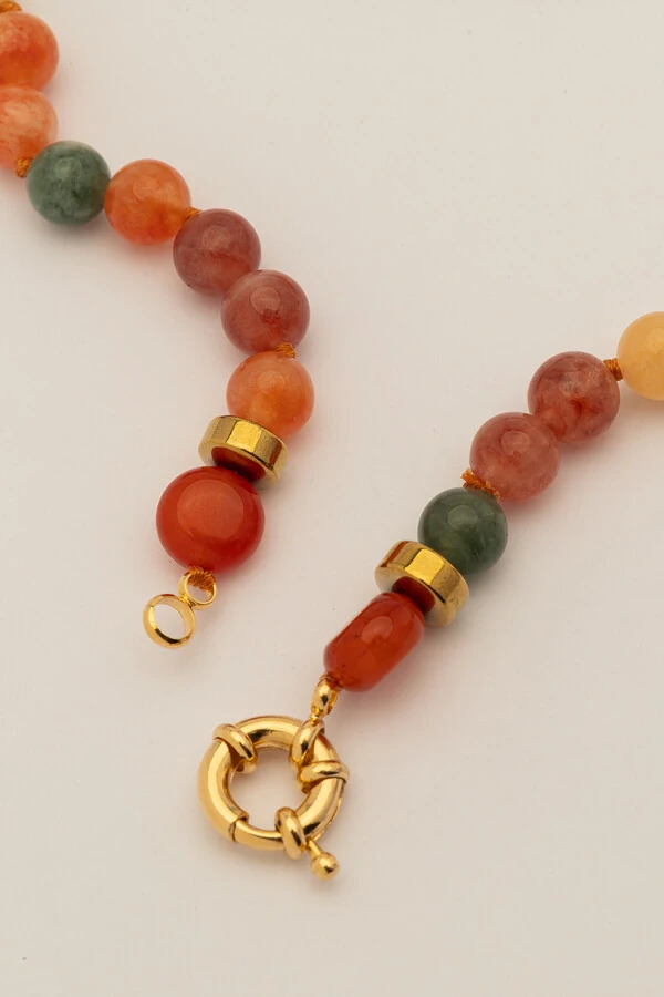 Colar Curto Marise Mix Jade Banho Ouro 18K