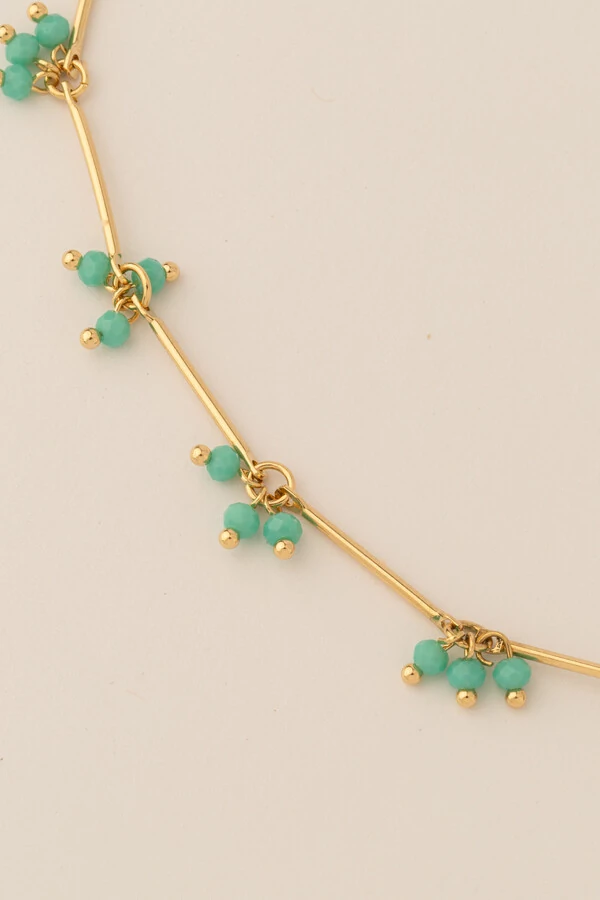 Colar Choker Dourado Palitos Cachos Cristal Azul