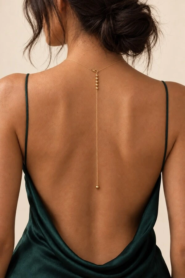 Colar Gravata Bubbles Frente e Verso Banho Ouro18K