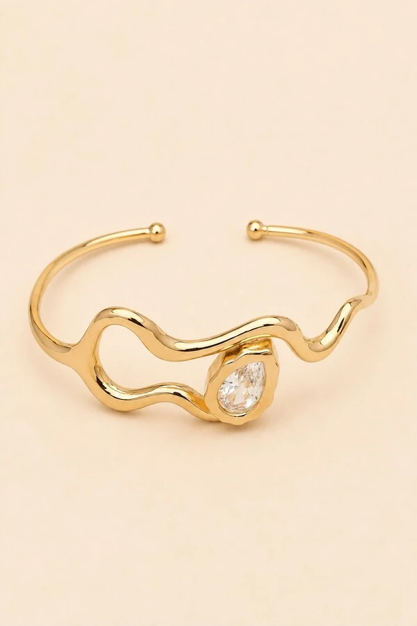 Pulseira Dourada Snake Gota Zircônia