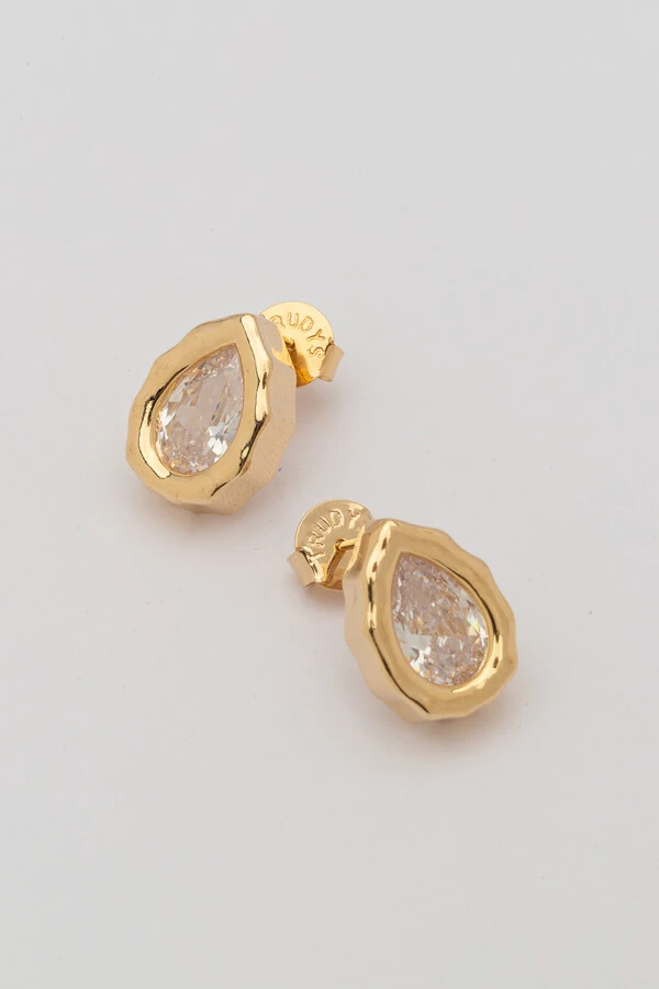 Brinco Dourado Gota Zircônia