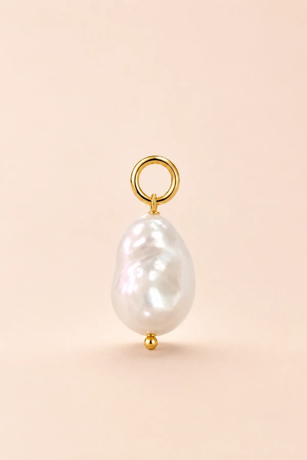 Pingente Pérola Shell Barroca Banho Ouro 18K