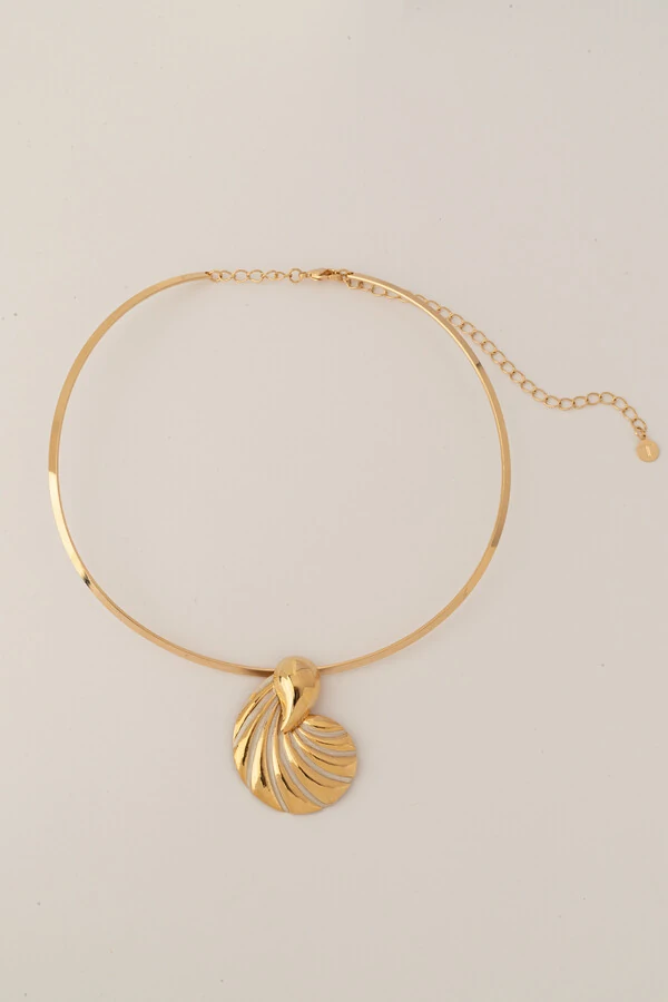 Colar Aro Gota Ondas Resina Madrepérola