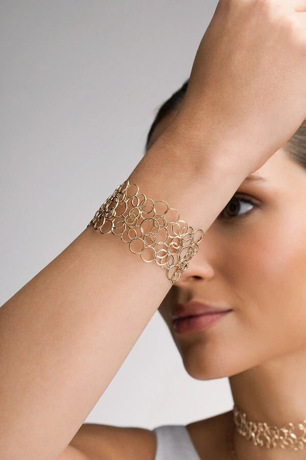 Pulseira Bracelete Círculos Dourado