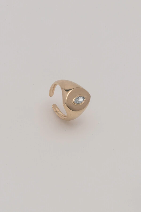 Anel Dedinho Zircônia Navete Banho Ouro 18K