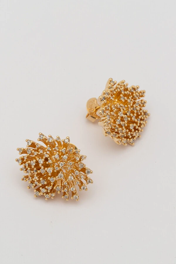 Brinco Dourado Firework Zircônia Cristal