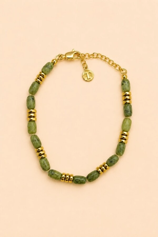 Pulseira Musk Serpentinita Banho Ouro 18K