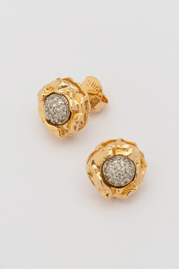 Brinco Dourado Lava Zircônia Cristal