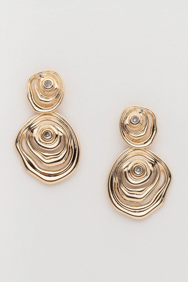 Brinco Dourado Vibração Duplo Zircônia