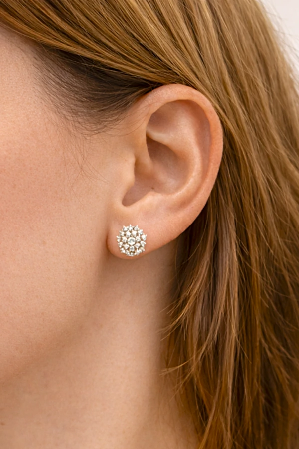 Brinco Prateado Chuveirinho 2 em 1