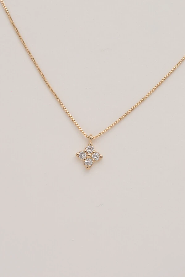 Colar Trevo Zircônia Banho Ouro 18K