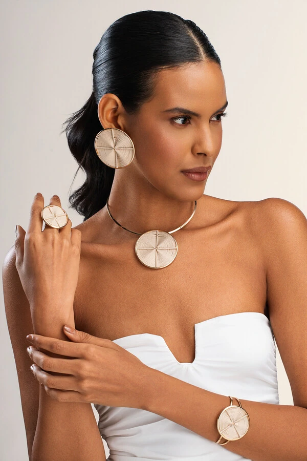 Pulseira Bracelete Dourada Aro Palha