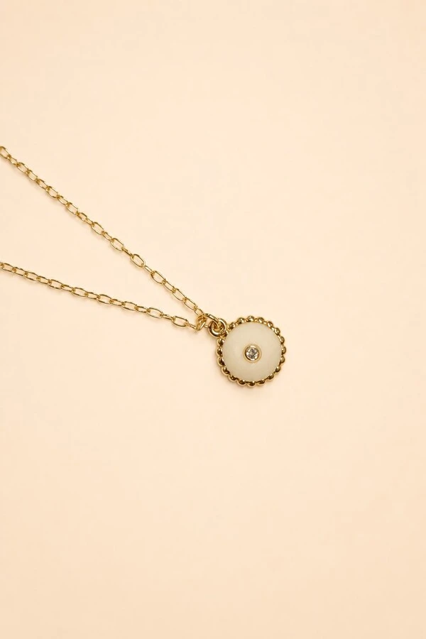 Colar Dourado Pastilha Resina Zircônia Cristal