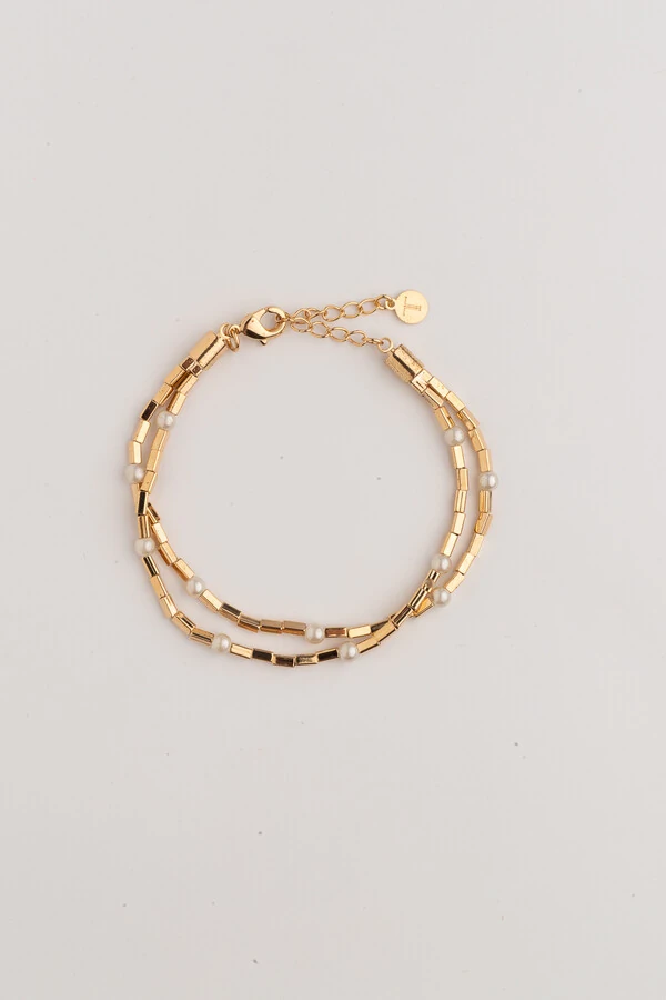 Pulseira Dupla Canutilhos Dourado
