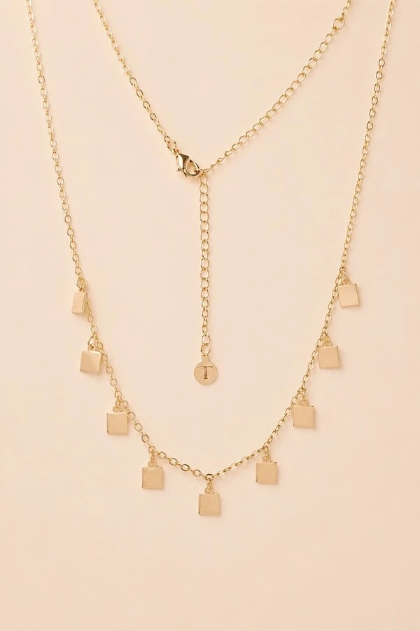 Colar Dourado Choker Cubos