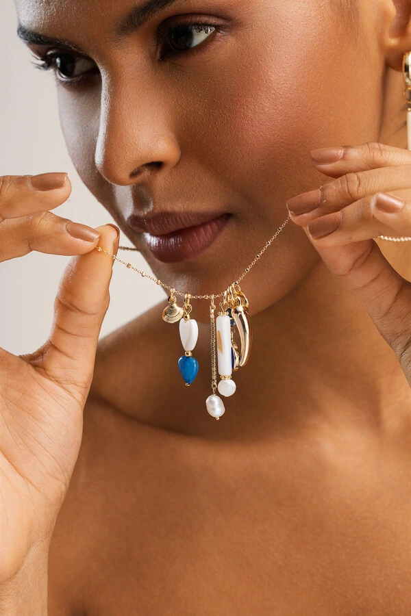 Colar Mix Pingentes Madre Banho Ouro 18K