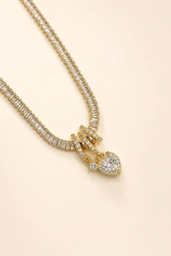 Pingente Coração Zircônia Banho Ouro 18K