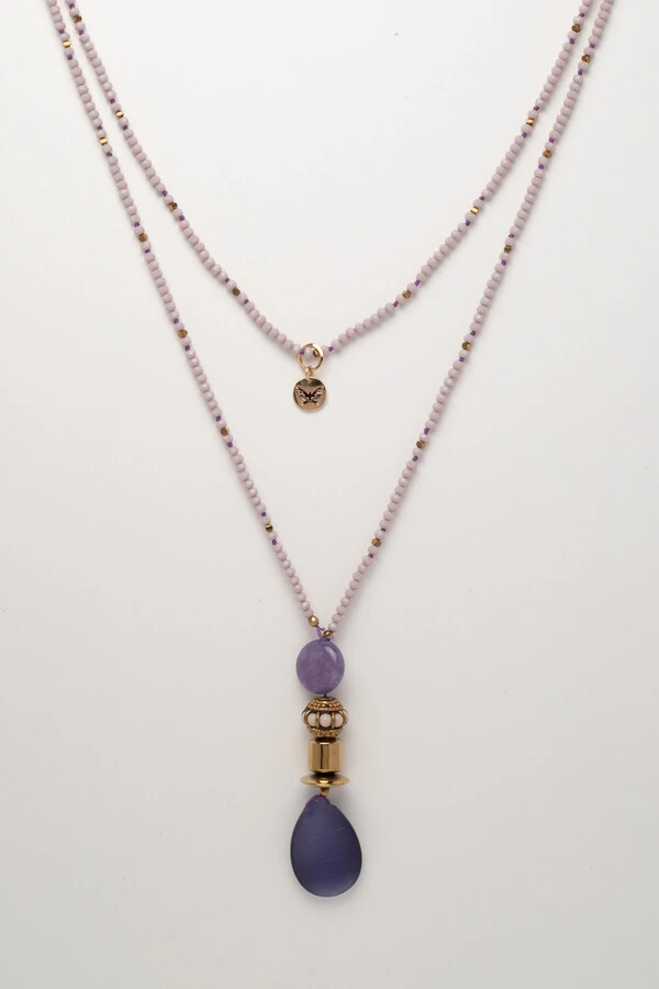 Colar Longo Verano Luna Lilás Olho de Gato