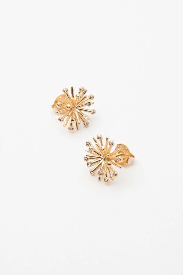 Brinco Sputnik Zircônia Banho Ouro 18k