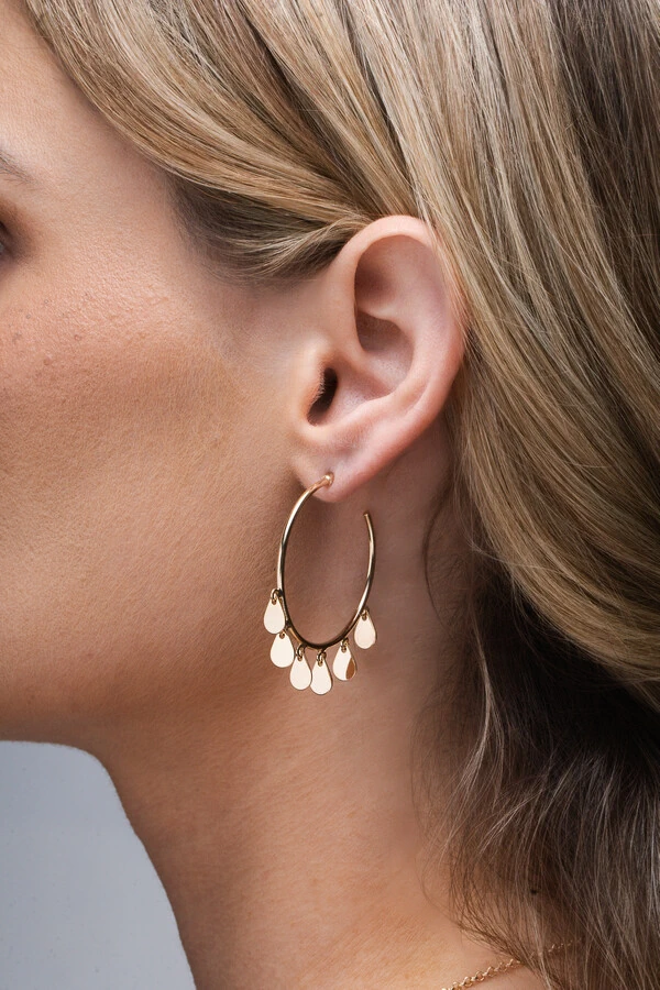 Brinco Dourado Argola Gotinhas