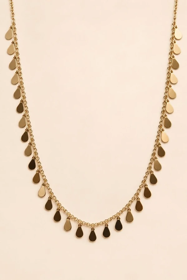 Colar Dourado Longo Gotas