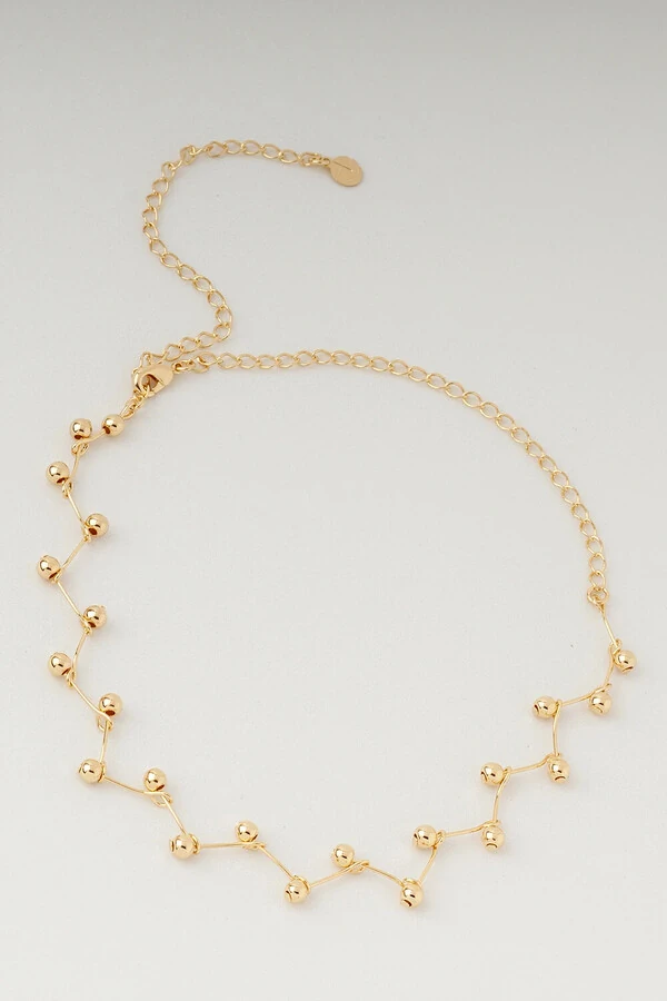 Colar Choker Dourado Zig Zag Bubbles P