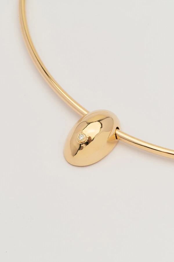 Colar Aro Dourado Bean Ponto Zircônia