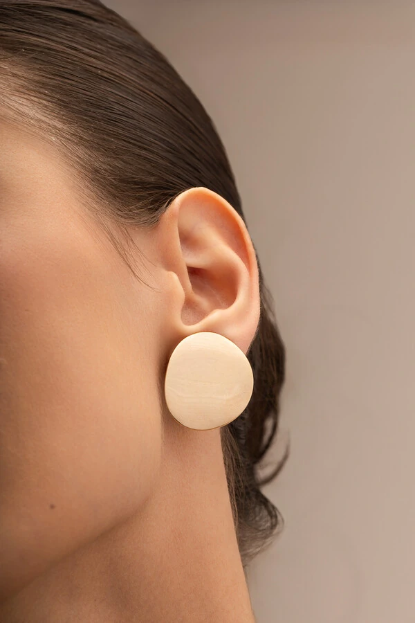 Brinco Dourado Pressão Chapa Ondulada