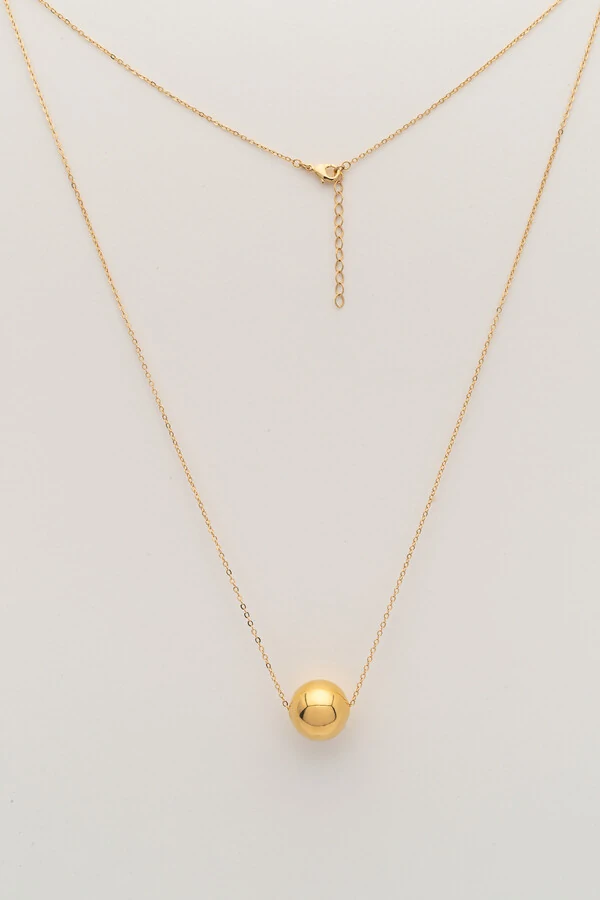 Colar Longo Bola Chic Banho Ouro 18k