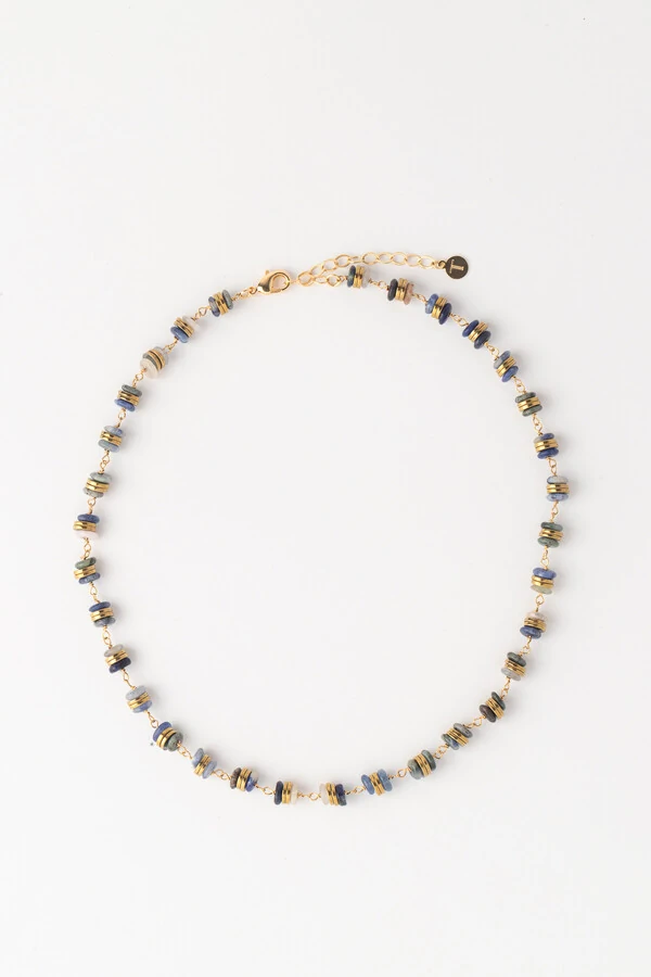 Colar Sodalita Banho Ouro 18K