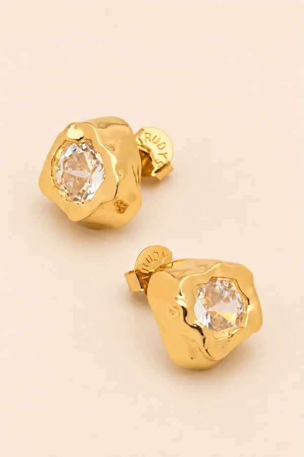 Brinco Dourado Vesúvio Zircônia Cristal