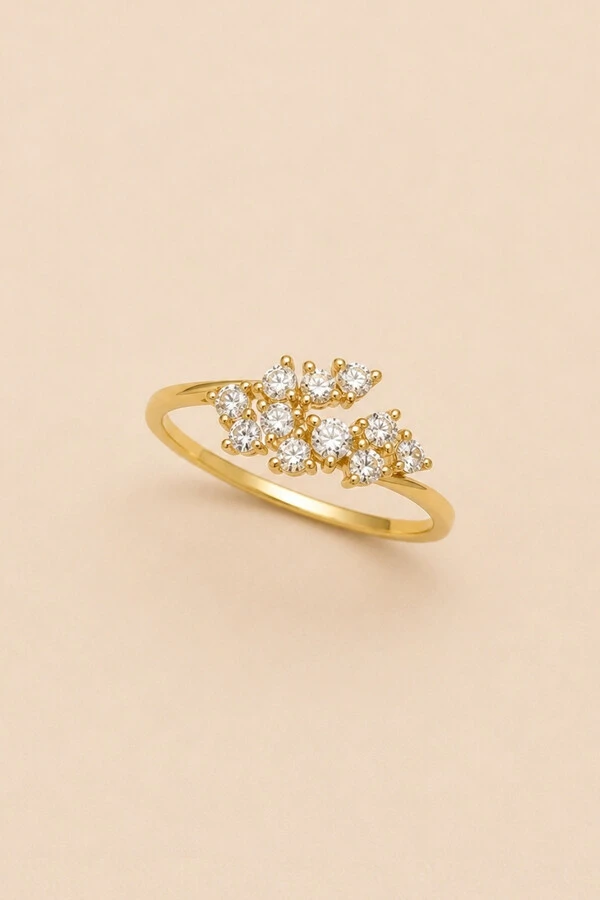 Anel Zircônia Banho Ouro 18K