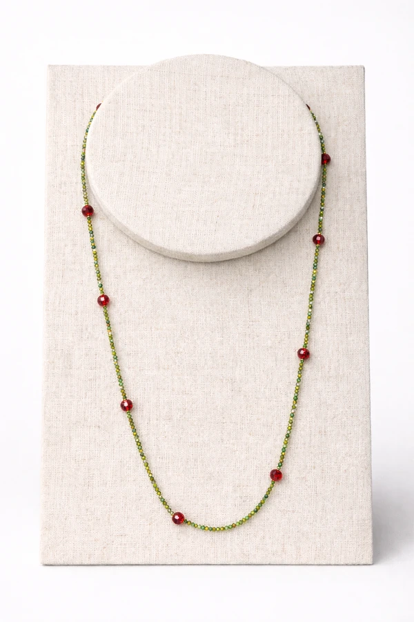 Colar Longo Virginia Zircônia Verde Banho Ouro 18K