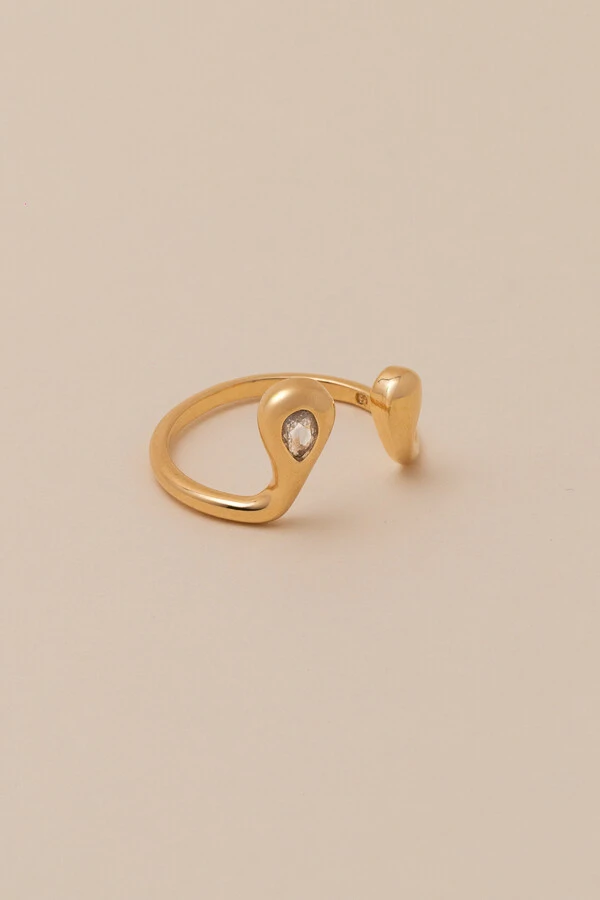 Anel Gotas Zircônia Banho Ouro 18K