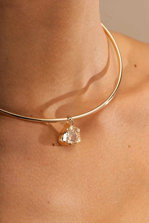 Colar Aro Dourado Vesúvio Zircônia Cristal