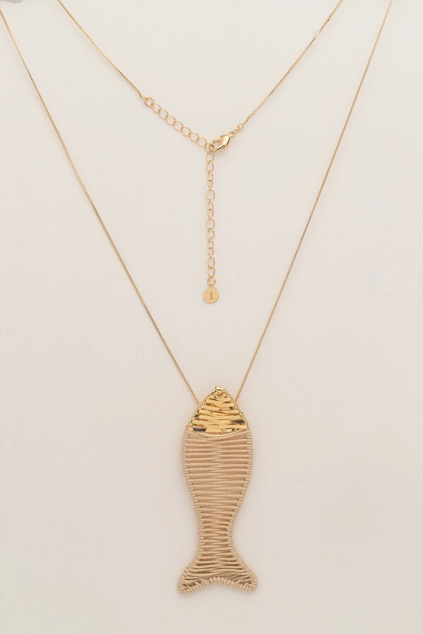 Colar Dourado Fish Palha