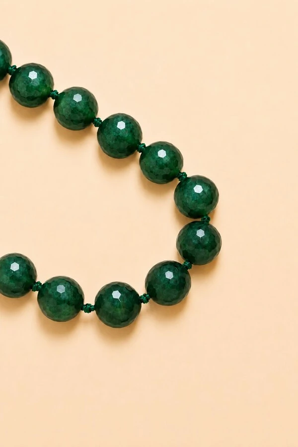Colar Ayla Jade Verde Banho Ouro 18K