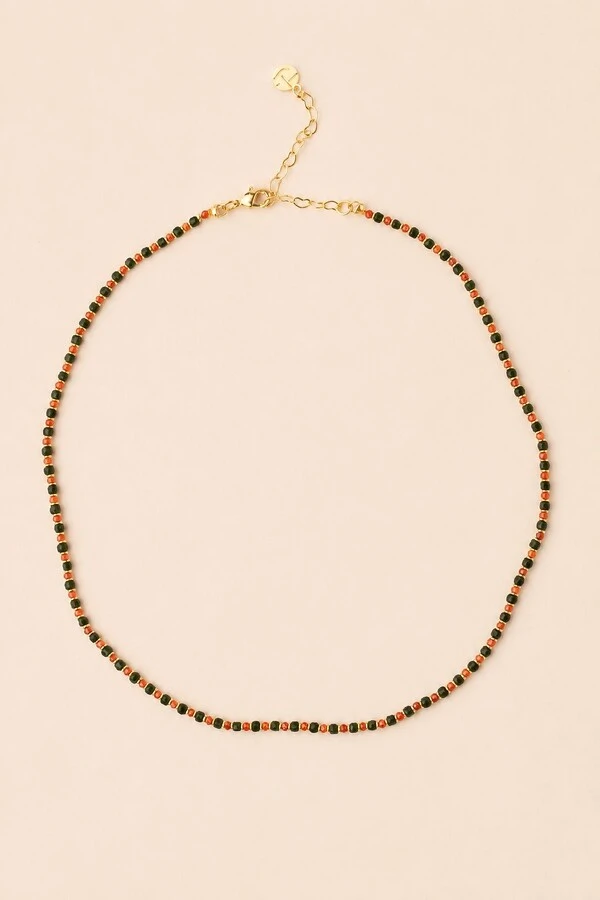 Colar Choker Goldstone Verde Banho Ouro 18k