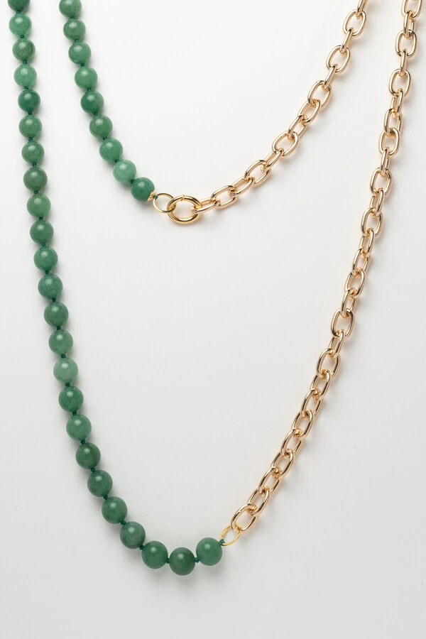 Colar Dourado Jardins 2 em 1 Jade Verde