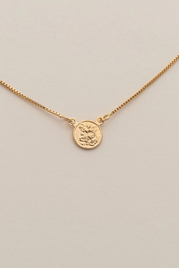 Colar Escapulário São Miguel Banho Ouro 18K